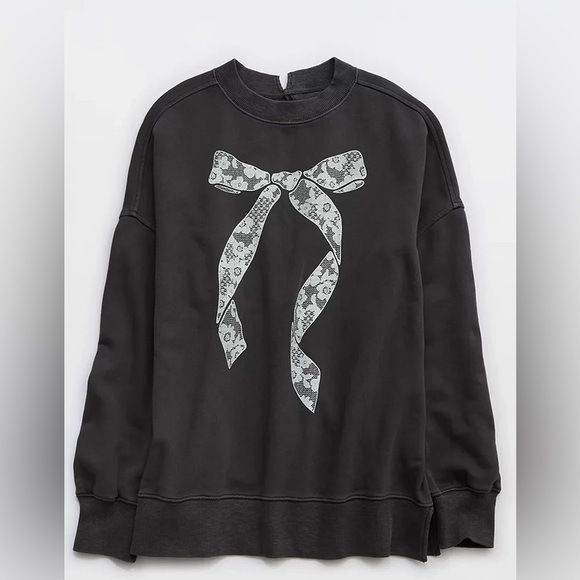 Aerie Big Chill Bow Graphic Crew Sweatshirt - Picture 1 of 6